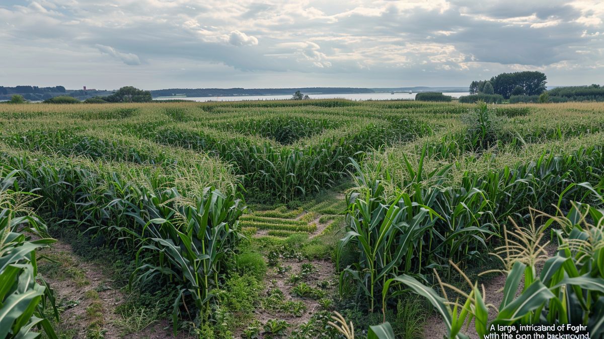 Kinder spielen im Maislabyrinth Föhr auf einer sonnigen Wiese