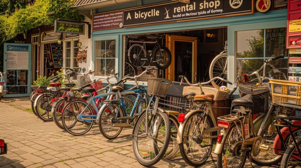 Familie genießt eine Radtour mit Fahrrädern vom Föhr Fahrradverleih auf einer malerischen Inselstraße