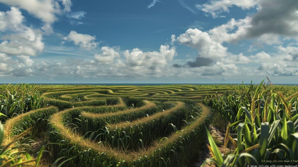 Kinder spielen im Maislabyrinth Föhr auf einer sonnigen Wiese