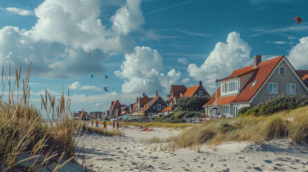 Familie genießt einen sonnigen Tag am Strand auf Föhr mit Kindern