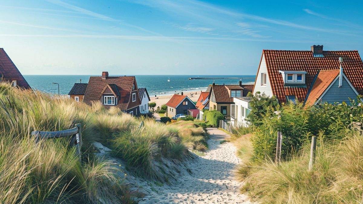 Blick auf den malerischen Strand und die Dünen von Wyk auf Föhr bei Sonnenuntergang