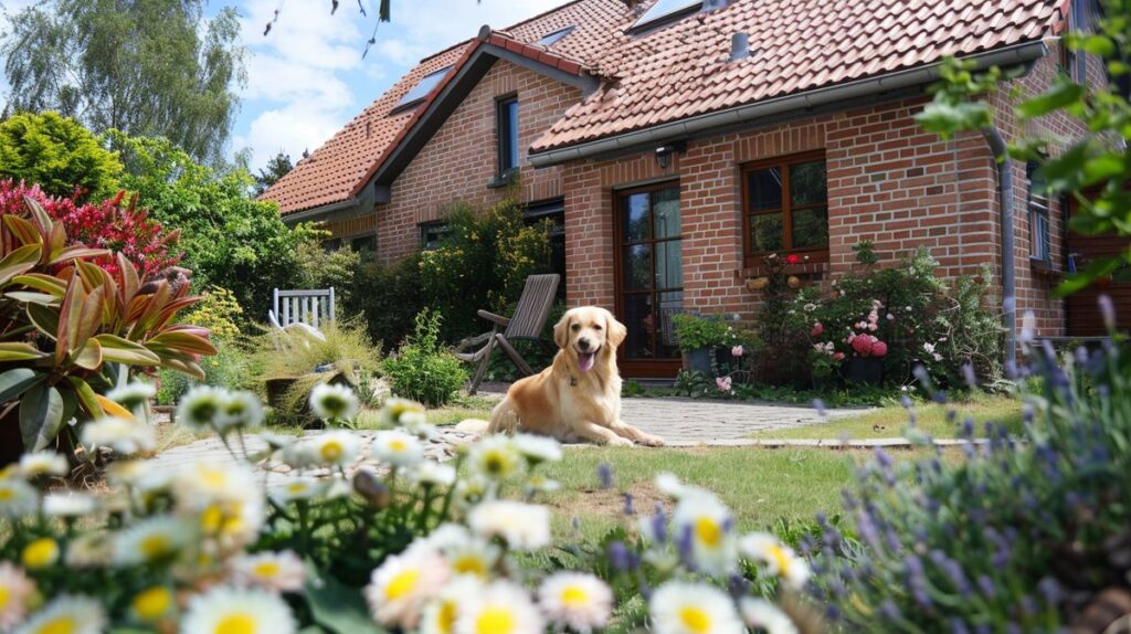 Gemütliche Ferienwohnung Föhr mit Hund, stilvolles Wohnzimmer mit Meerblick