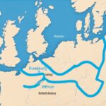 Karte von Norddeutschland mit hervorgehobener Route von Hamburg zur Insel Amrum, in blauem Farbschema gestaltet. Keyword: wie kommt man nach Amrum.