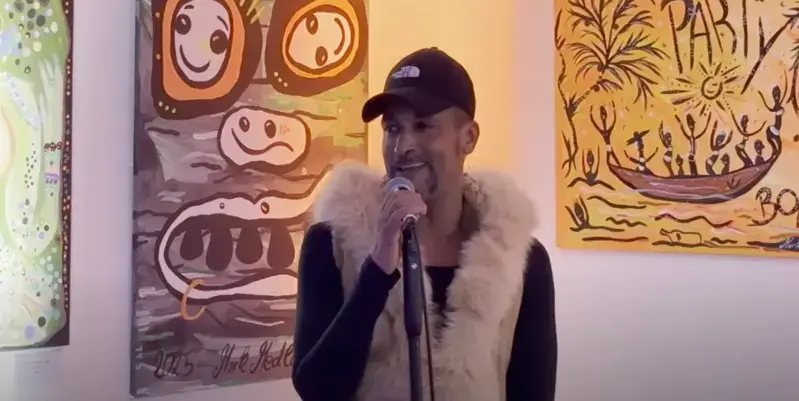 Mark Medlock auf Sylt zu seiner Kunstveranstaltung.