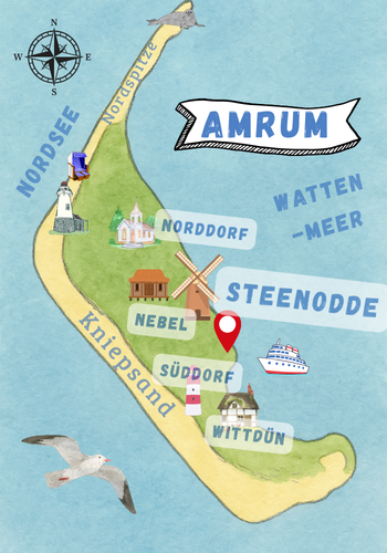 Steenodde auf der Insel Amrum eingezeichnet.